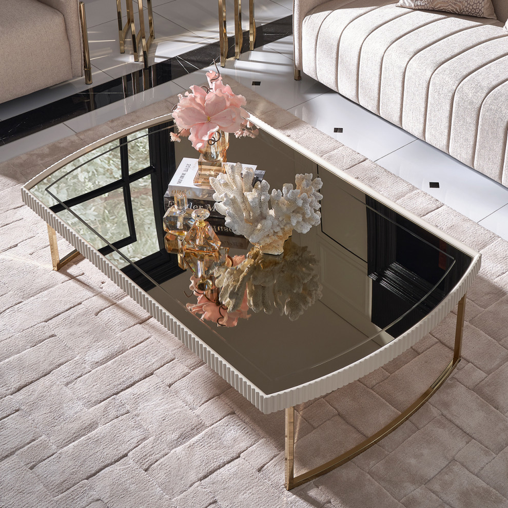 Lisbon Cocktail Table  Silken Matte Cream   Contemporary   Coffee Tables   by Michael Amini  Houzz