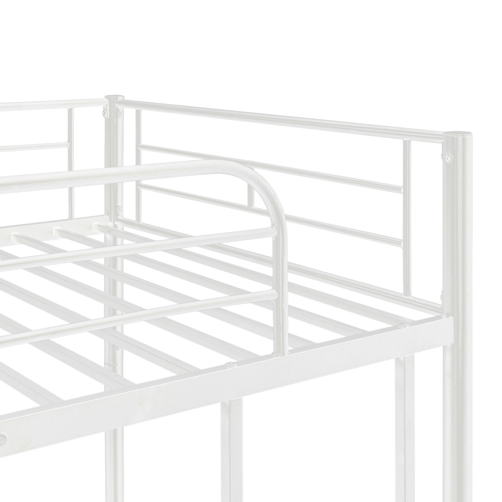 Heavy Duty Bunk Bed Frame, Kids Twin Over Twin Metal Bunk Bed with Flat Ladder & Safety Guardrail, Convertible Trundle Bunk Bed Frame, for Dorm, Bedroom, Guest Room, No Box Spring Needed, White, D8076