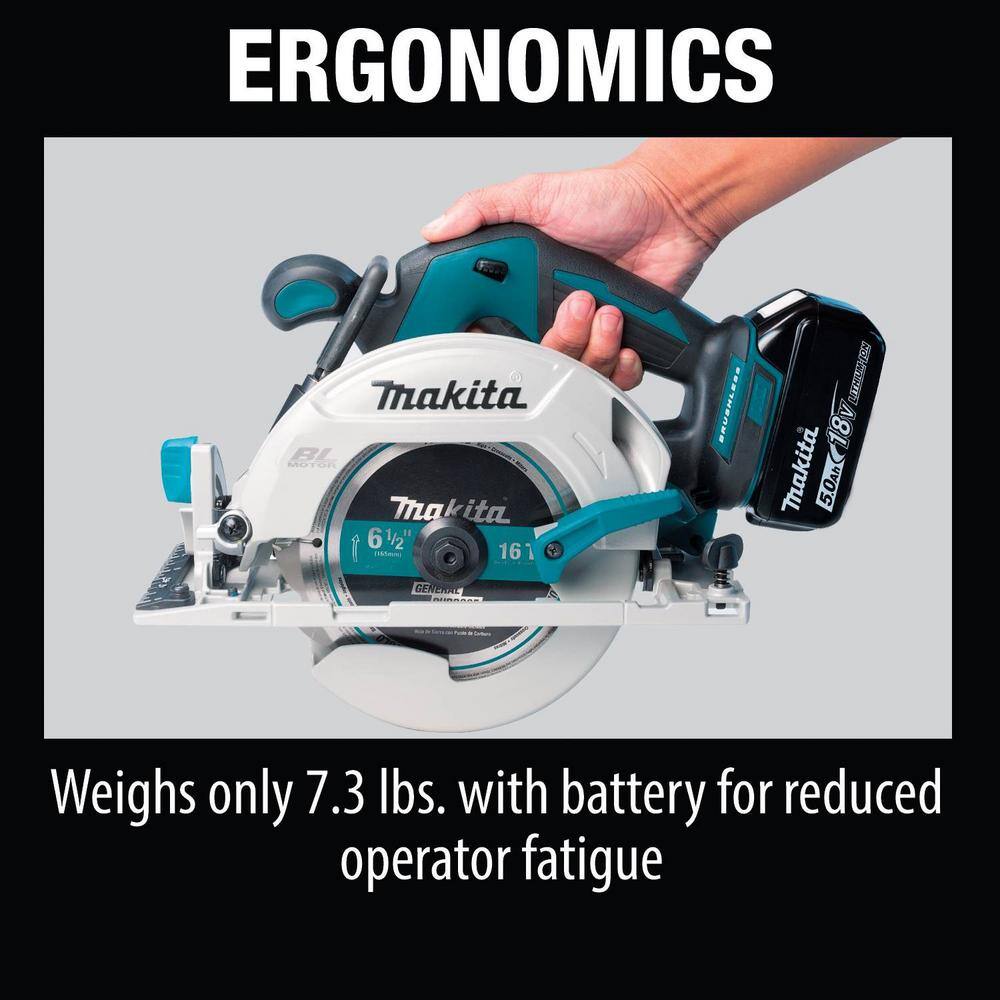 Makita 18V 5.0Ah LXT Lithium-Ion Brushless Cordless 6-12 in. Circular Saw Kit XSH03T