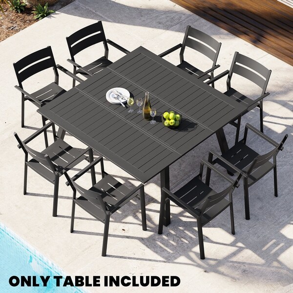 Black Outdoor Expandable Aluminum Dining Table