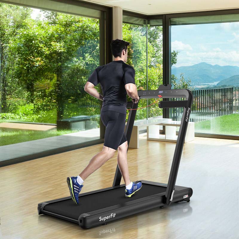 2 in 1 4.75HP Folding Treadmill, Under Desk Electric Treadmill, Portable Running Machine with APP Control, LED Touch Screen, Bluetooth Speaker