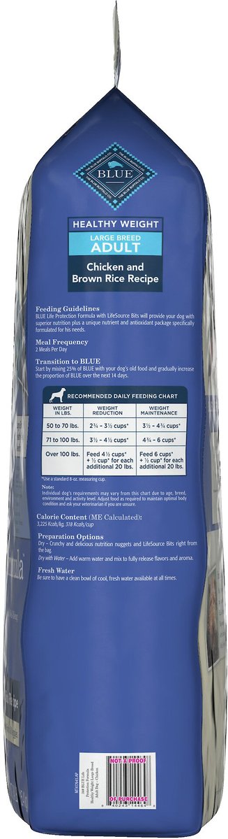 Blue Buffalo Life Protection Formula Large Breed Healthy Weight Adult Chicken and Brown Rice Recipe Dry Dog Food