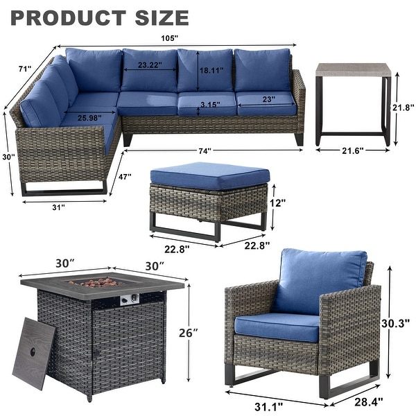 Pocassy Outdoor Patio Funiture Conversation Sofa Set