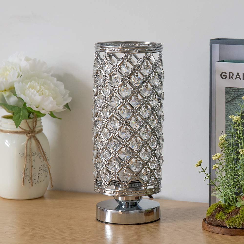 Modern Crystal Table Night Lamp with Metal Frame