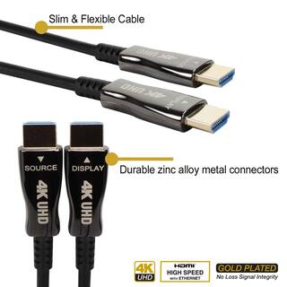 QVS 328 ft. Active Ethernet Gold Plated UltraHD 4K60Hz 18Gbps Slim HDMI Cable - Black HF-100M