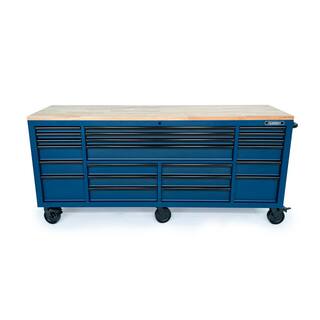 Husky HD 84 in. x 24 in. D 22-Drawer Matte Blue Mobile Workbench Cabinet HOTC8422BL2M