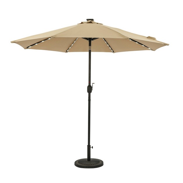 9 x27 X 9 x27 Mirage Ii Fiesta Market Patio Umbrella With Solar Led Tube Lights Champagne Island Umbrella