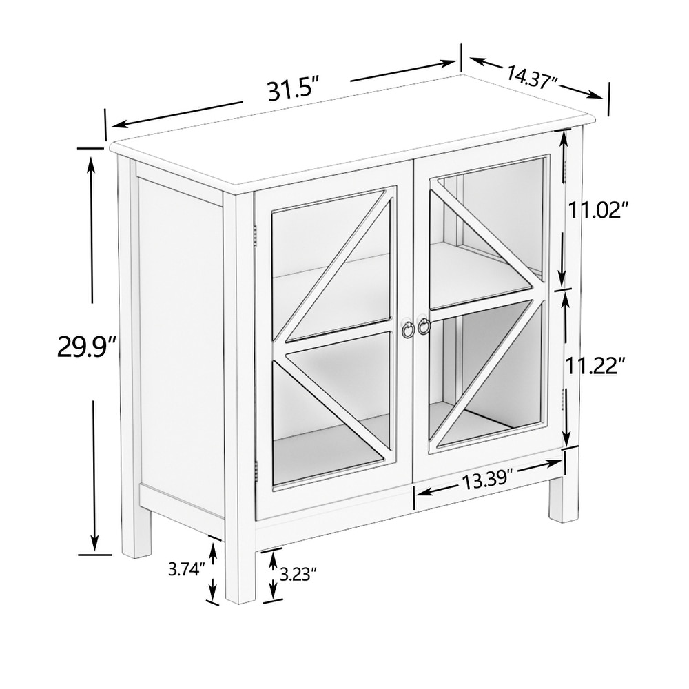 Kitchen Cabinet Sideboard with Double Glass Doors for Home Kitchen