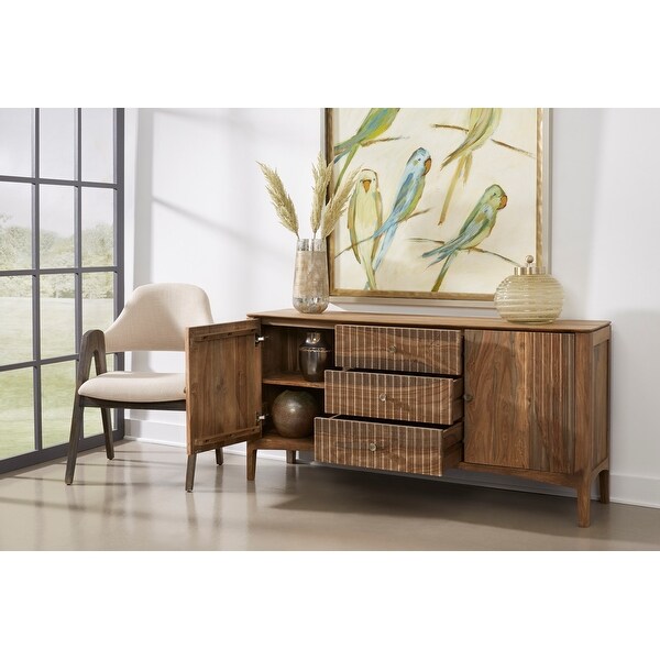 Somette Tabor Light Natural Sheesham Two Door Three Drawer Credenza