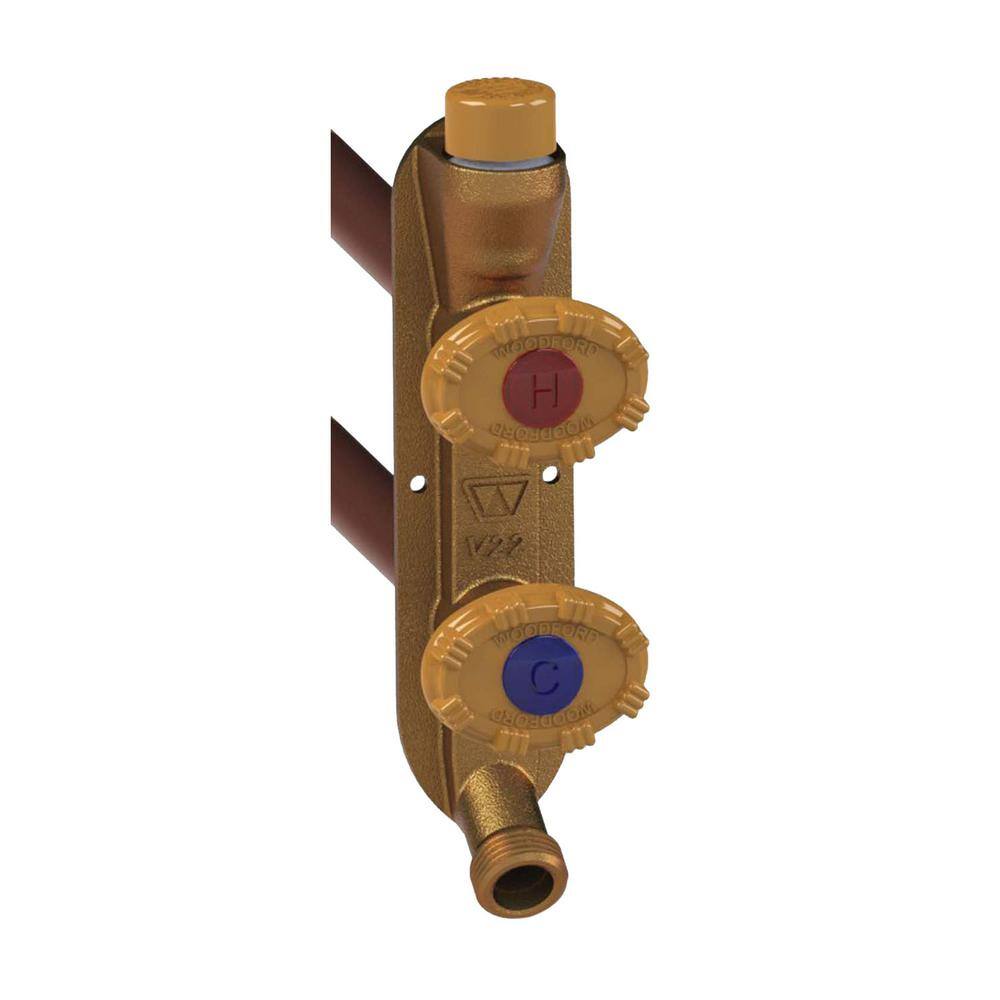 Woodford 12 in. PEX x 24 in. L Model 22 Freezeless Brass Anti-Rupture Hot and Cold Vertical Sillcock V22PX-24-MH