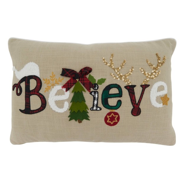 Oversize x27 believe x27 Poly Filled Lumbar Throw Pillow Saro Lifestyle