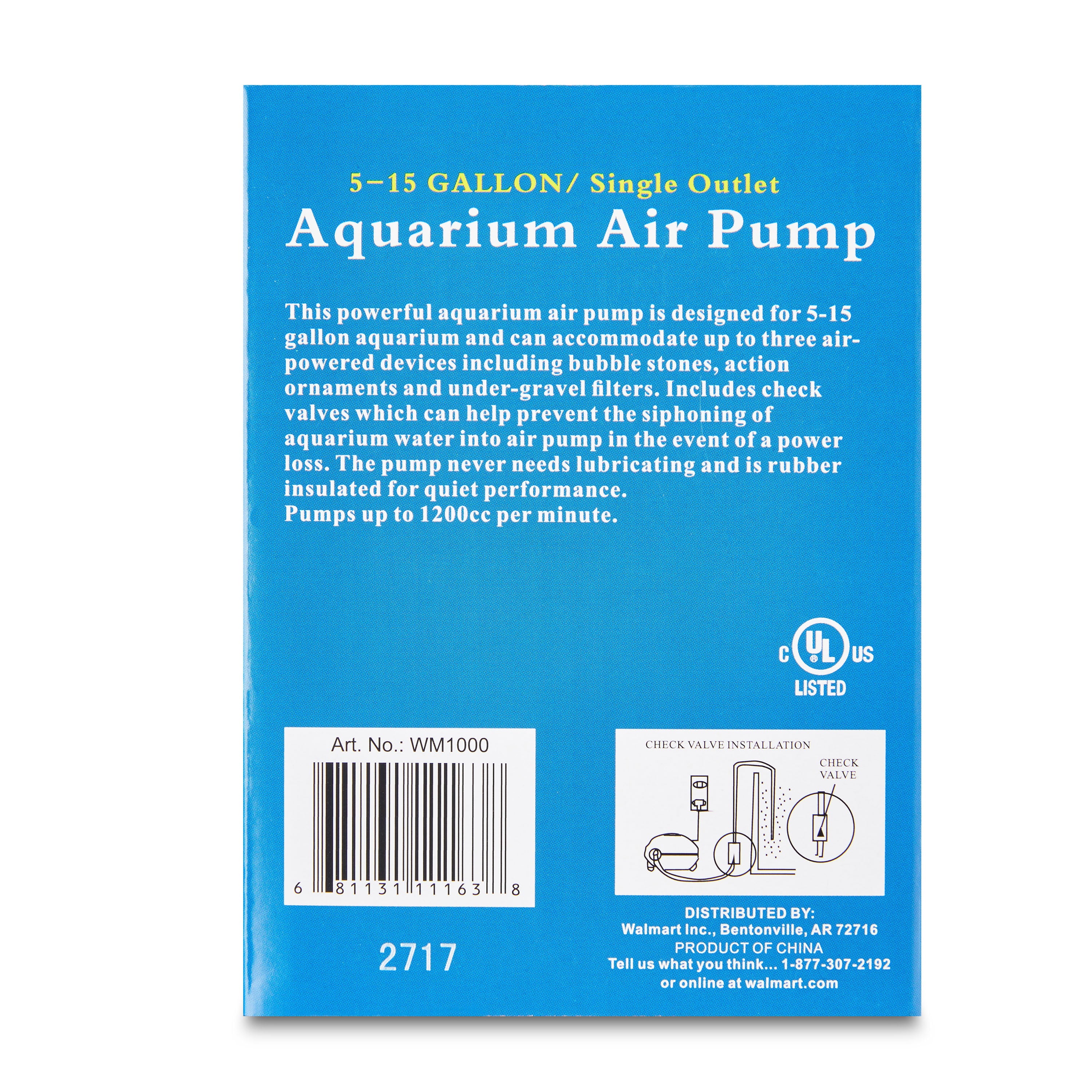 Aqua Culture 5-15 Gallon Single Outlet Aquarium Air Pump