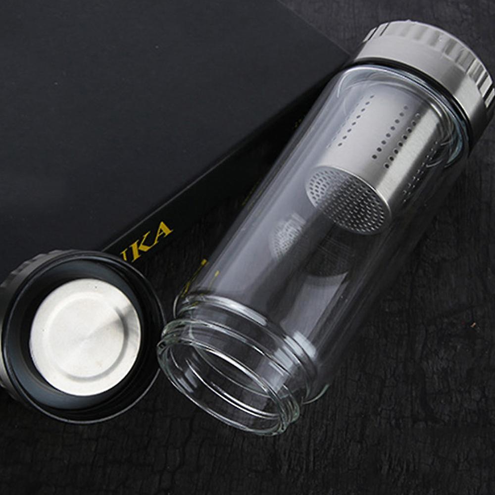 High-end Glass Cup With Lid， Tea And Water Separation Filter Cup， Transparent Portable Thermos Thermos， Home Office Thermos