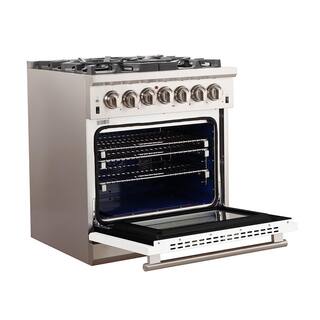 Forno Capriasca 30 in. 4.32 cu. ft. Oven Gas Range with 5 Gas Burners in Stainless Steel with White Door FFSGS6260-30WHT