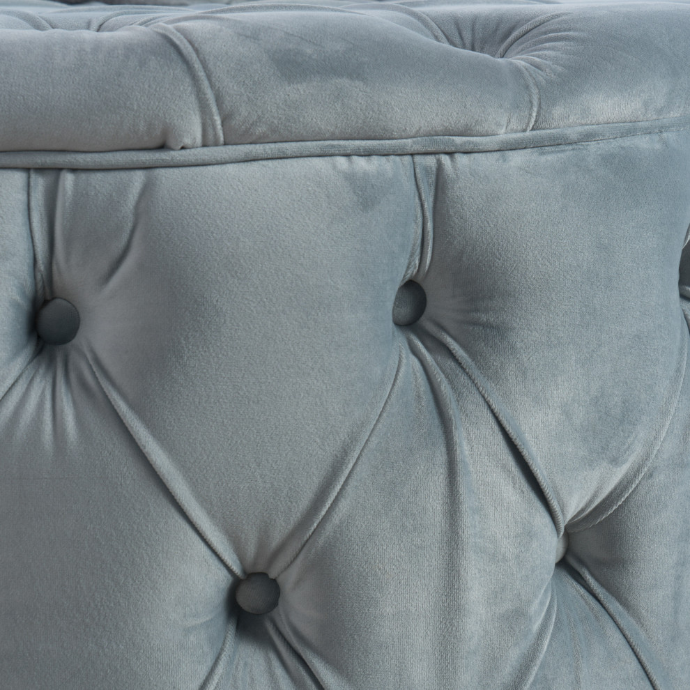 GDF Studio Maelyn Modern Glam Tufted Velvet Round Ottoman   Transitional   Footstools And Ottomans   by GDFStudio  Houzz