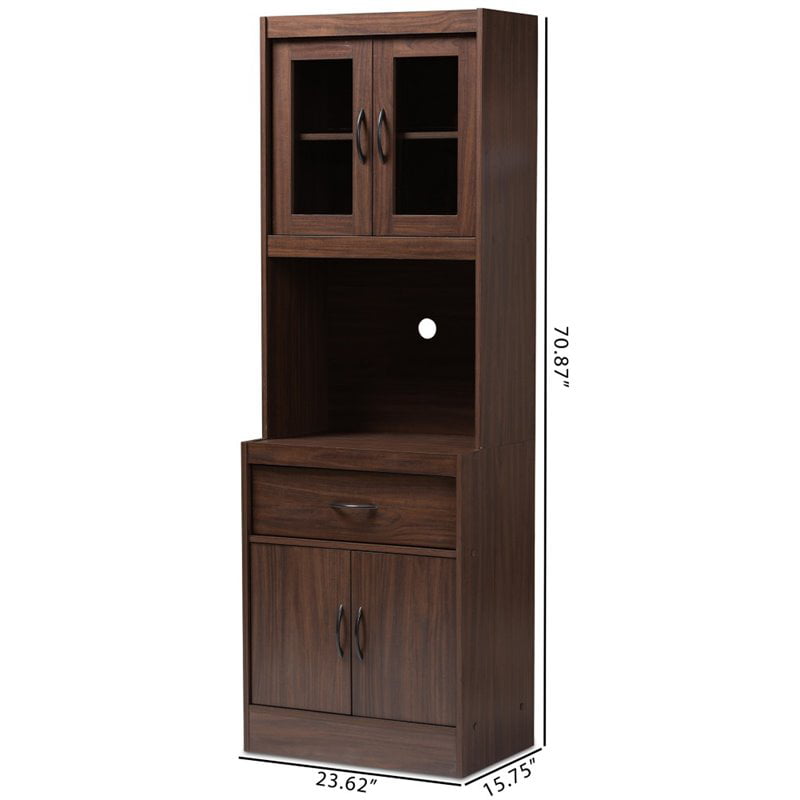 Home Square 2 Piece Kitchen Cabinet and Hutch Set in Dark Walnut (Set of 2)