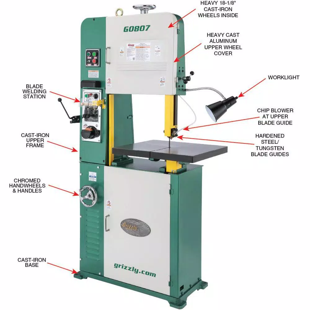 Grizzly Industrial 18and#8243; Variable-Speed Vertical Metal-Cutting Bandsaw and#8211; XDC Depot