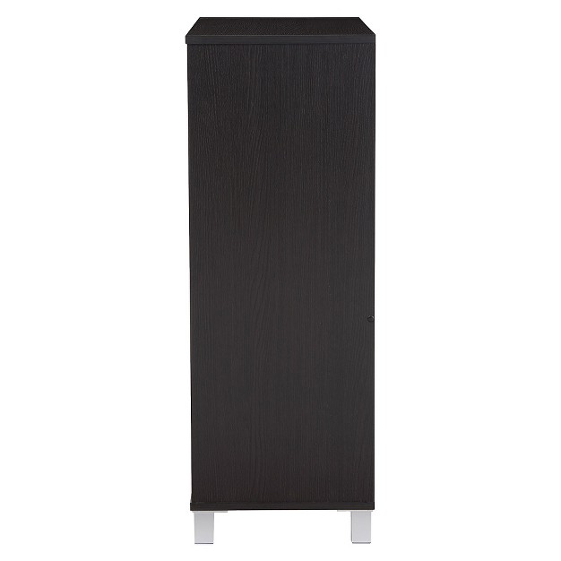 Shirley Modern And Contemporary Wood 2 door Shoe Cabinet With Open Shelves Dark Brown Baxton Studio