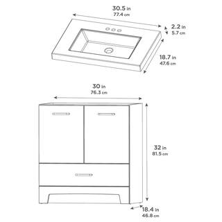 Glacier Bay Stancliff 30.5 in. W x 18.8 in. D x 34.3 in. H Freestanding Bath Vanity in Elm Sky with White Cultured Marble Top ST30P2-EK