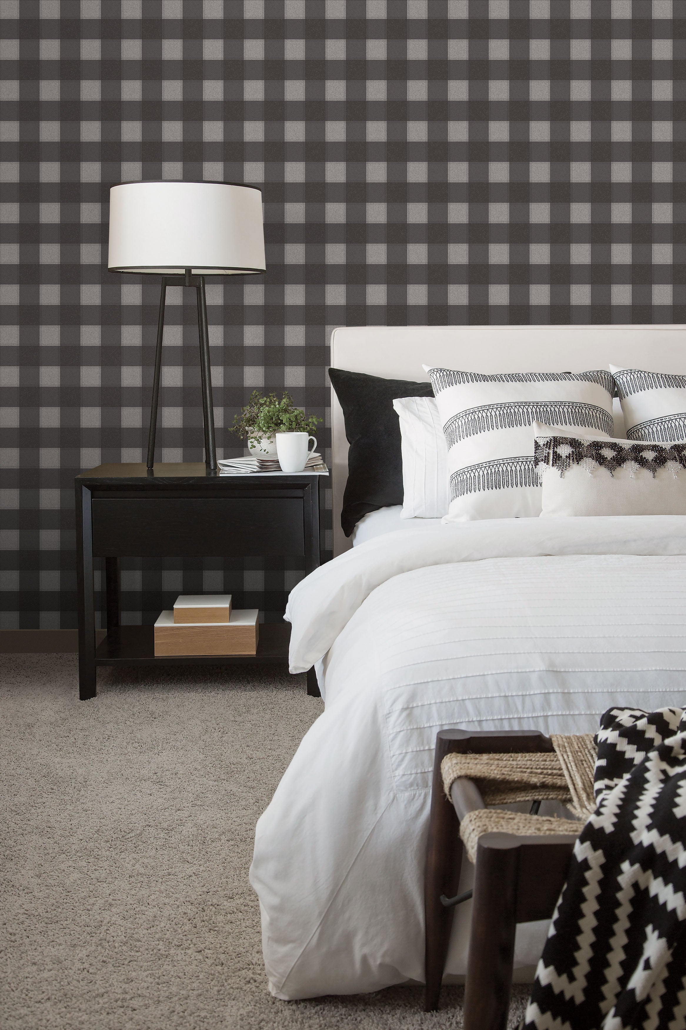 Cowboy Check Black Wallpaper from the Global Fusion Collection