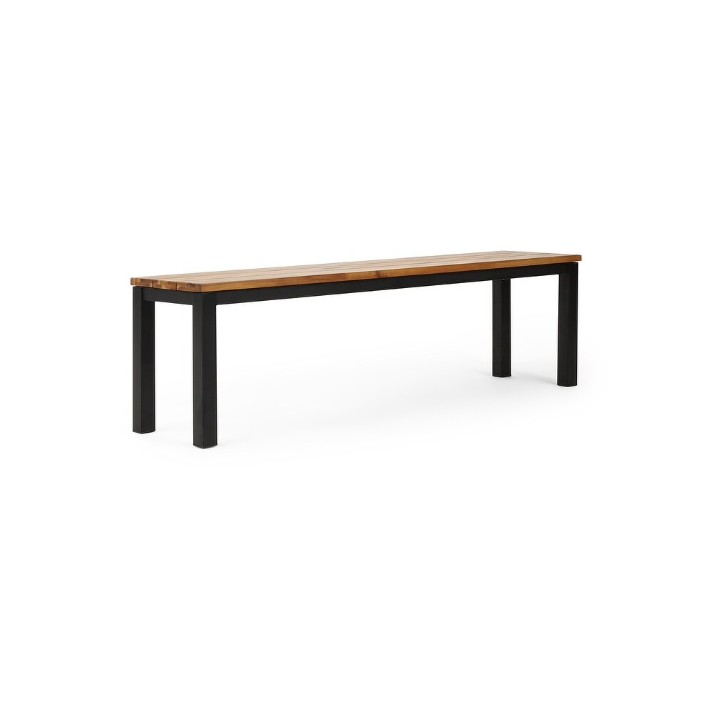 Lindsey Outdoor Outdoor Modern Industrial Acacia Wood Bench by Christopher Knight Home