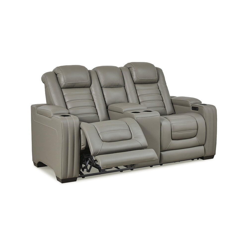 Signature Design by Ashley Backtrack Power Reclining Loveseat with Console and Adjustable Headrest