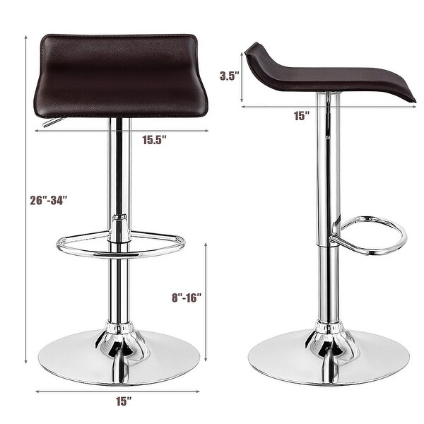 Set of 2 Swivel Bar Stool PU Leather Adjustable Kitchen Counter Bar Chair Coffee