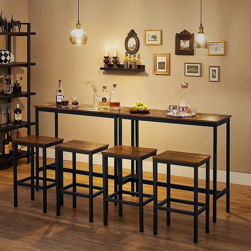 Industrial Brown Bar Table With 2 Stools