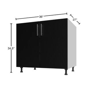 WeatherStrong Miami Pitch Black Matte Flat Panel Stock Assembled Base Kitchen Cabinet Full Height 36 in. x 27 in. x 34.5 in. IB3627FH-MPB