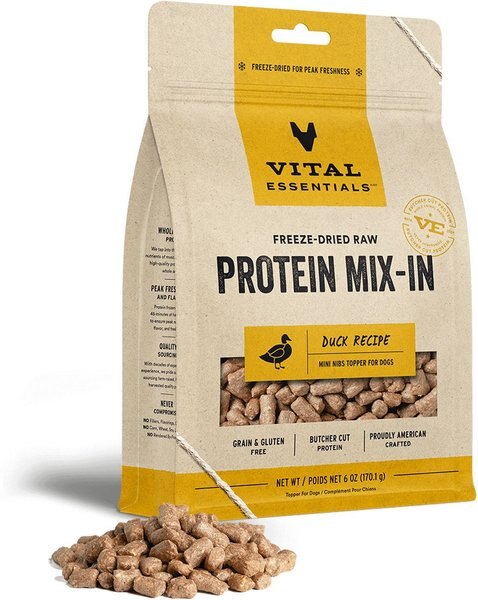 Vital Essentials Protein Mix-In Duck Recipe Mini Nibs Grain-Free Freeze-Dried Raw Dog Food Topper