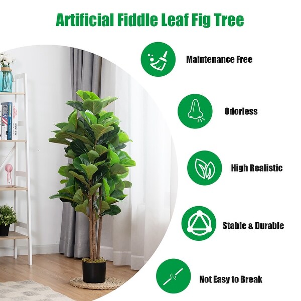 Costway 4ft Artificial Fiddle Leaf Fig Tree Indoor Outdoor Office