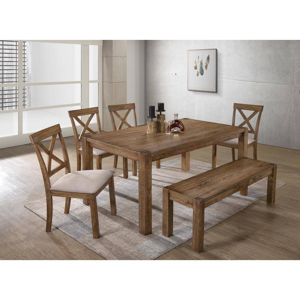 Best Master Furniture Janet 60 in. Driftwood Rectangular Dining Table JANETDT