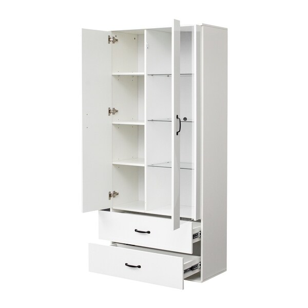 31.5 Inch Width LED Light Side Cabinet with Shelving and Drawers