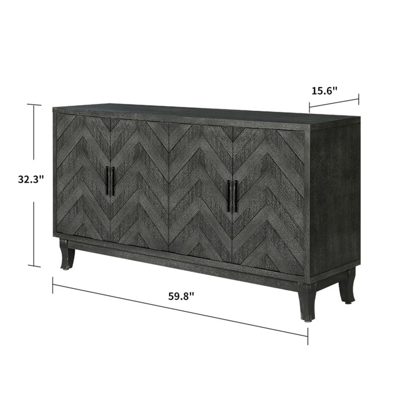 Accent Cabinet with 4 Doors and Shelves  Modern Sideboard Buffet Cabinet  Credenza Storage Cabinet for Entryway  Living Room