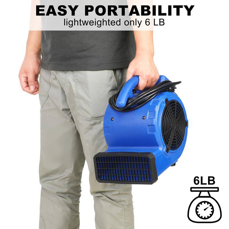 Lukvuzo 12 in. Blue 305 CFM Air Mover Mini Floor Blower Fan for Water Damage Carpet Dryer Floor Bathroom Exhaust Fan HDSA11FS028