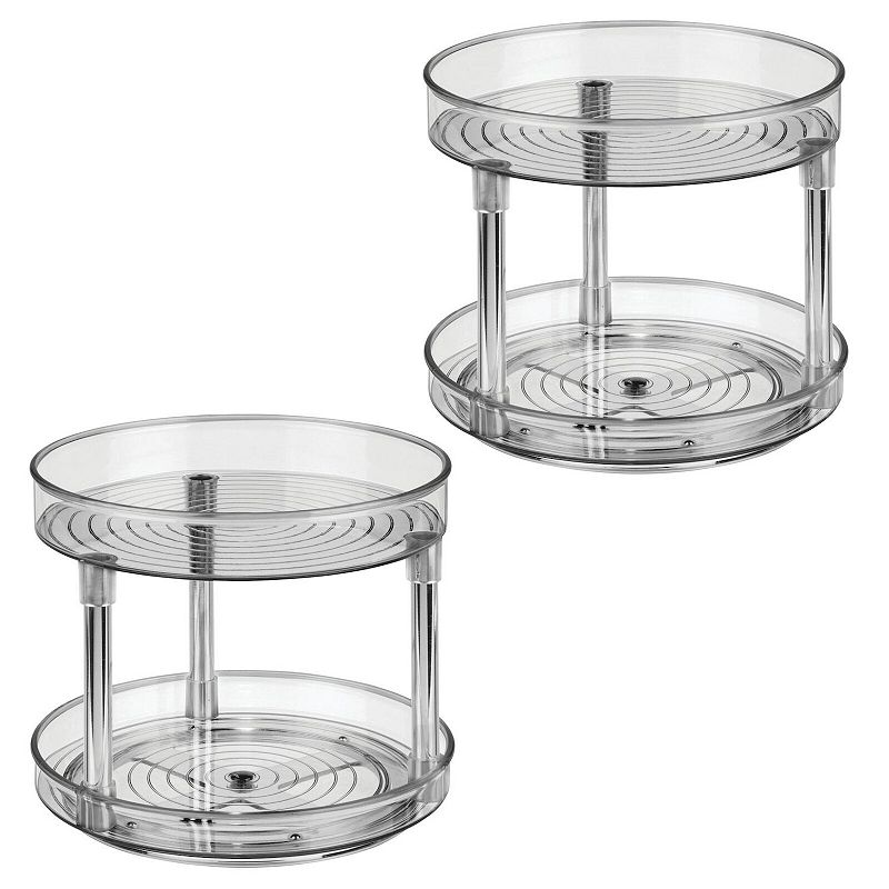 mDesign 2 Level Food Storage Lazy Susan Turntable， 9 Round， 2 Pack