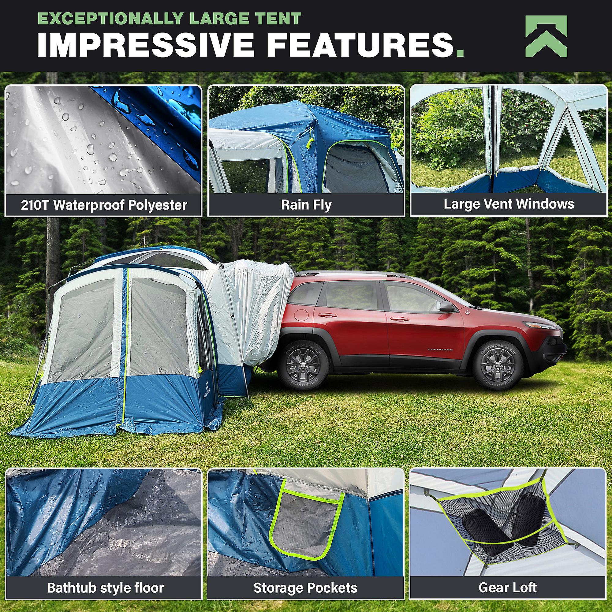 10-Person Luxury SUV Tents for Camping， Glamping Tent， Car Tent for Family Camping， Hunting Party， Tailgate Tent Travel Outdoor， Car Camping Tent for Pets， 10'x10' Includes 2 Screen Rooms Rainfly