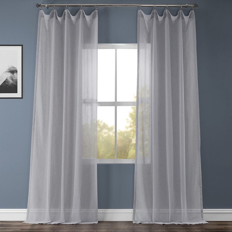 EFF Solid Faux Linen Sheer Window Curtain