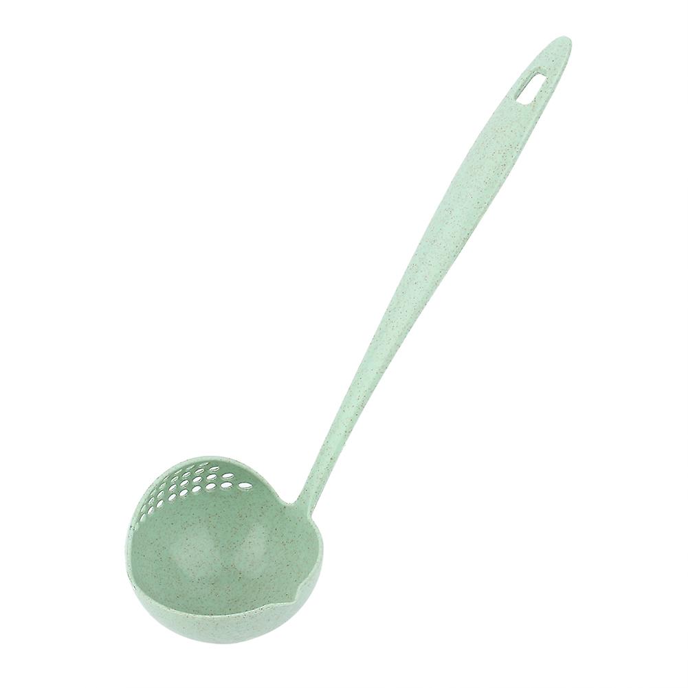 2 In 1 Wheat Straw Long Handle Soup Porridge Spoons With Filter(Green)