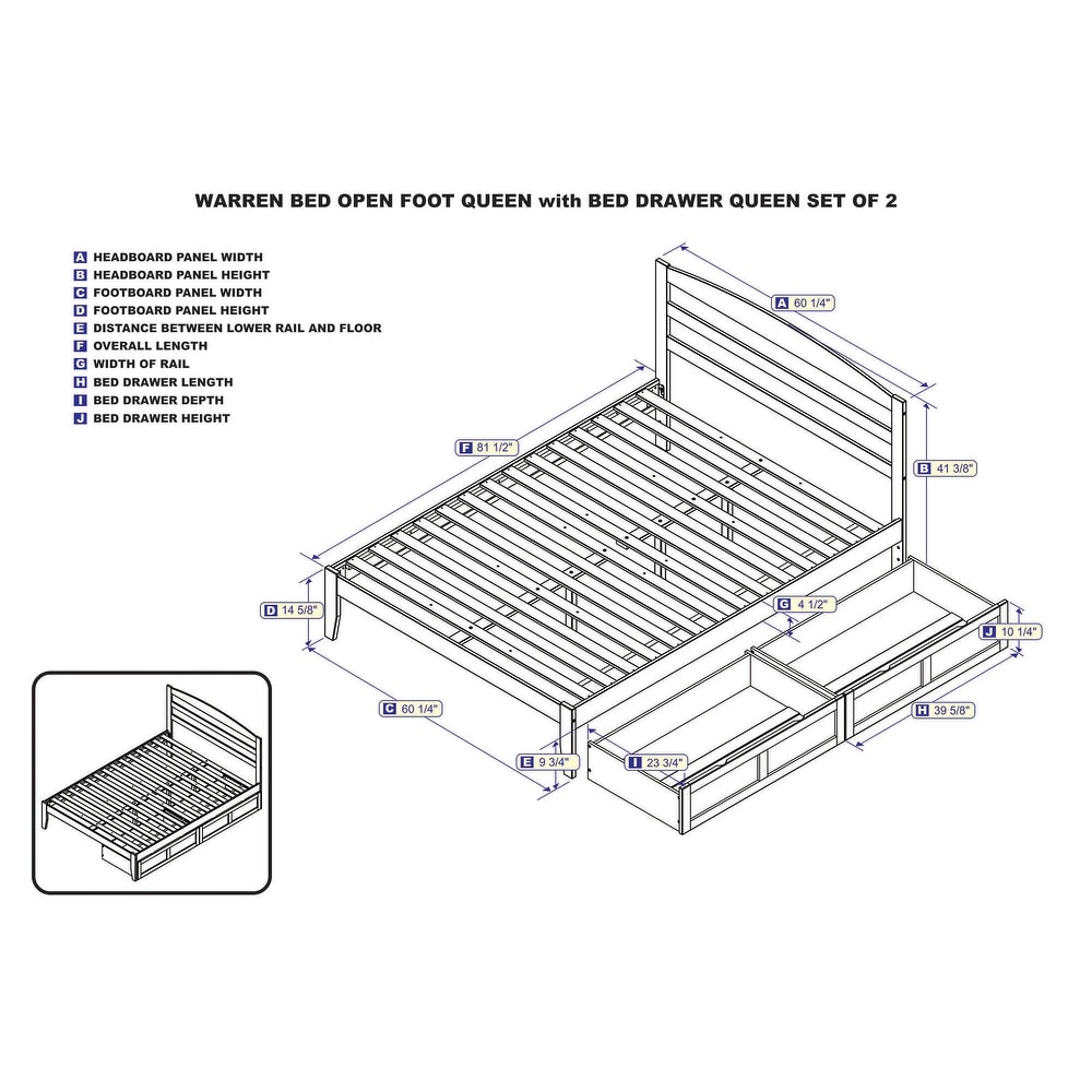 Warren Platform Bed with 2 Storage Drawers