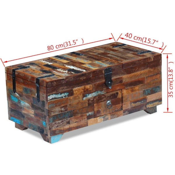 vidaXL Coffee Table Box Chest Solid Reclaimed Wood 31.5