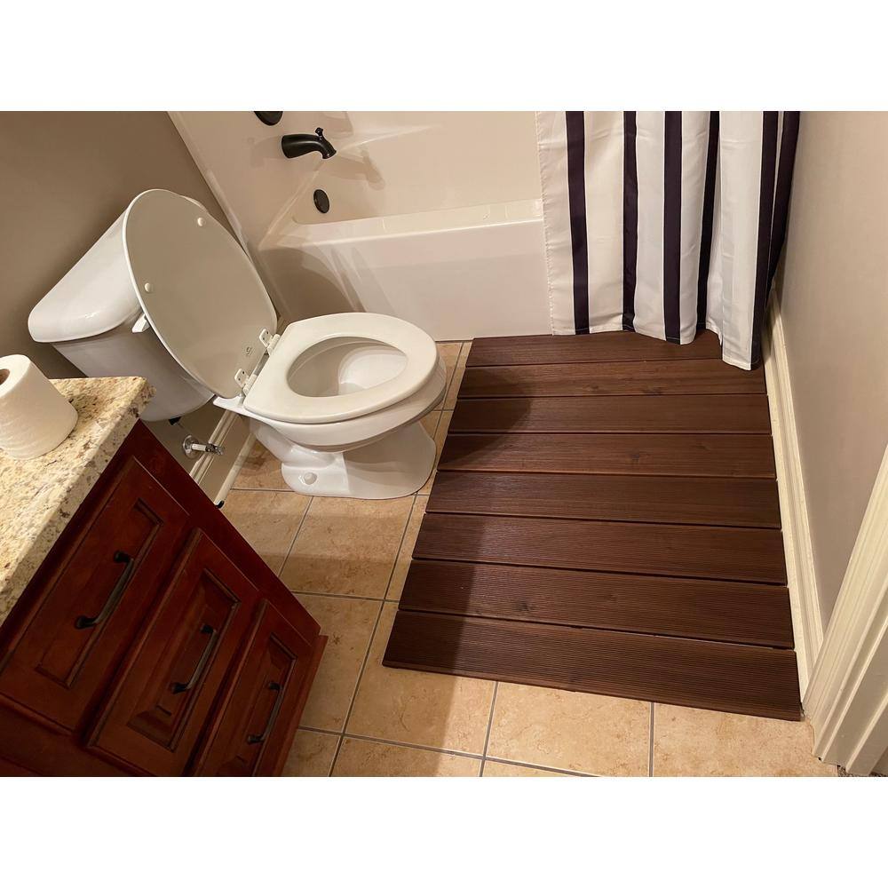 32 in. x 42 in. Bathroom Rugs Non-Slip Thermo Treated Wood Mats RichM801WRug02