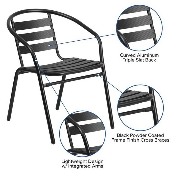 Lila Black Metal Restaurant Stack Chair with Alumi...