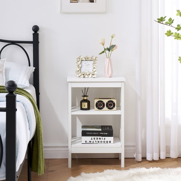 Modern End Table with 3-Tier Open Storage Shelves