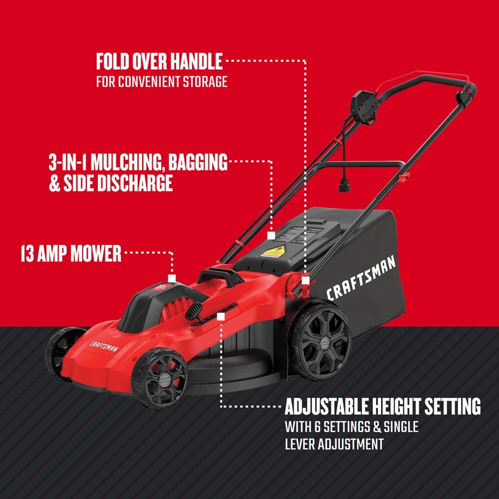 CRAFTSMAN Electric Lawn Mower， 20-Inch， Corded， 13-Ah (CMEMW213)