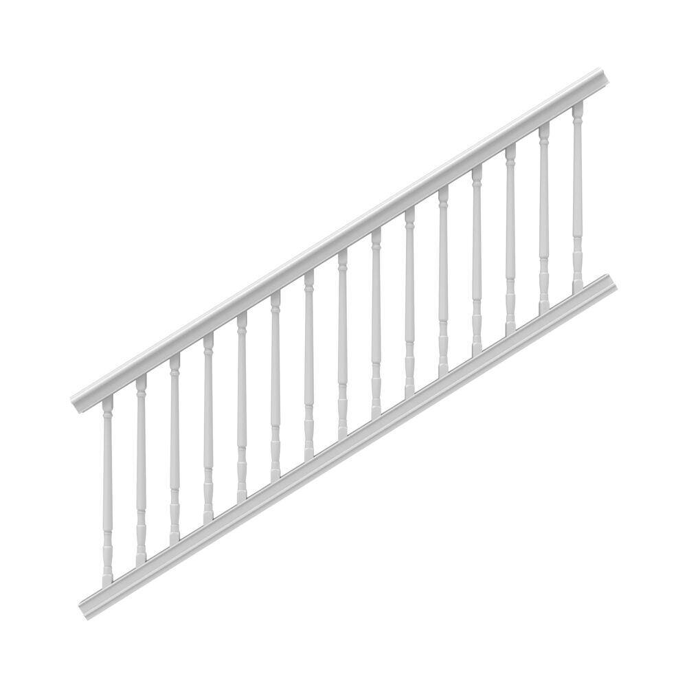 Barrette Outdoor Living Bella Premier Series 8 ft. x 36 in. White Vinyl Stair Rail Kit with Colonial Balusters 73053499