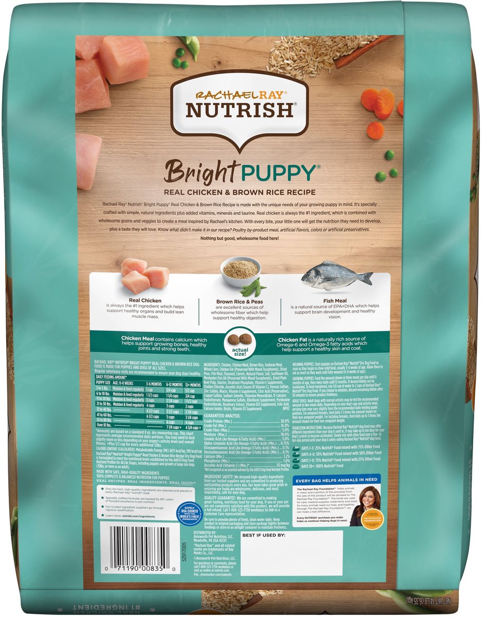 Rachael Ray Nutrish Bright Puppy Natural Real Chicken and Brown Rice Recipe Dry Dog Food