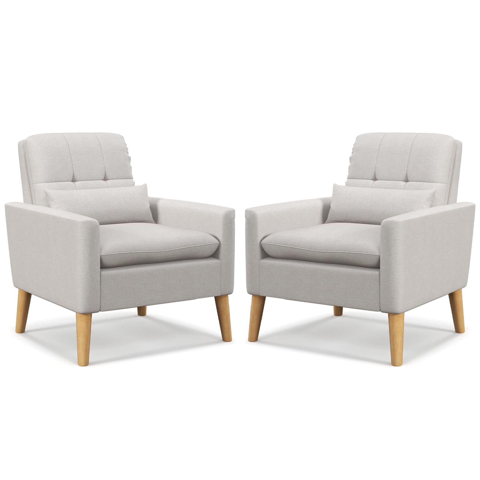 Giantex Modern Accent Chair, Mid-Century Linen Fabric Armchair