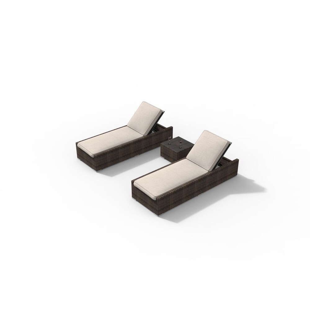 Moda Furnishings 3 piece Patio Wicker Adjustable Chaise Lounge Set Sunbed Daybed(Including the rain cover)