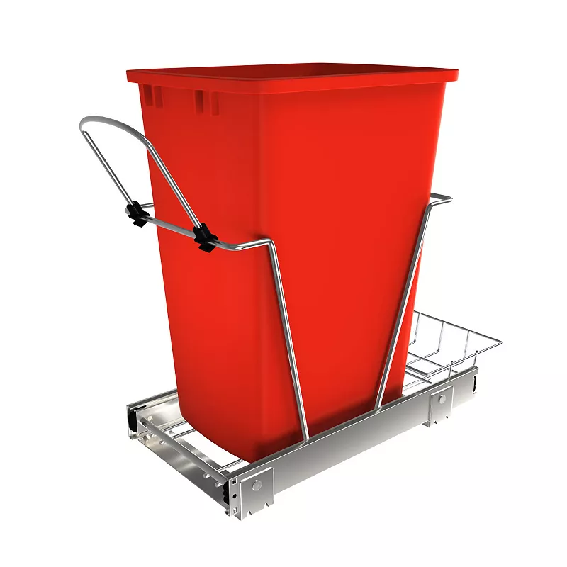 Rev-a-shelf Pull Out Trash Can 35 Qt For Kitchen Cabinets， Red， Rv-12kd-16c-s